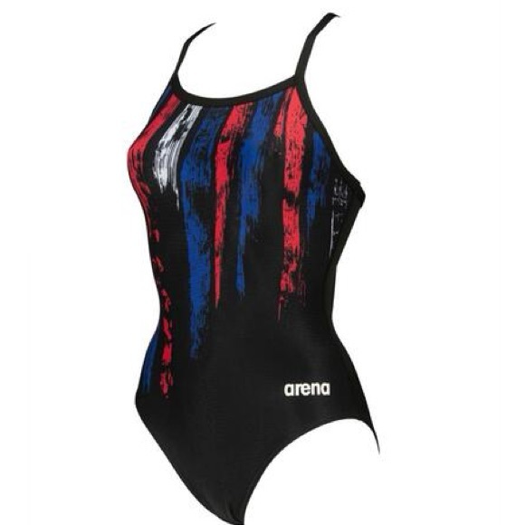 ARENA womens Team Painted Stripes Light Drop Back One Piece swimsuit sz 20 NWT - Picture 6 of 8